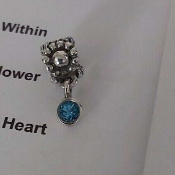 Authentic PANDORA *RETIRED*& RARE SS Blue Topaz Flower Daisy Dangle 790386TPP - Picture 9 of 16